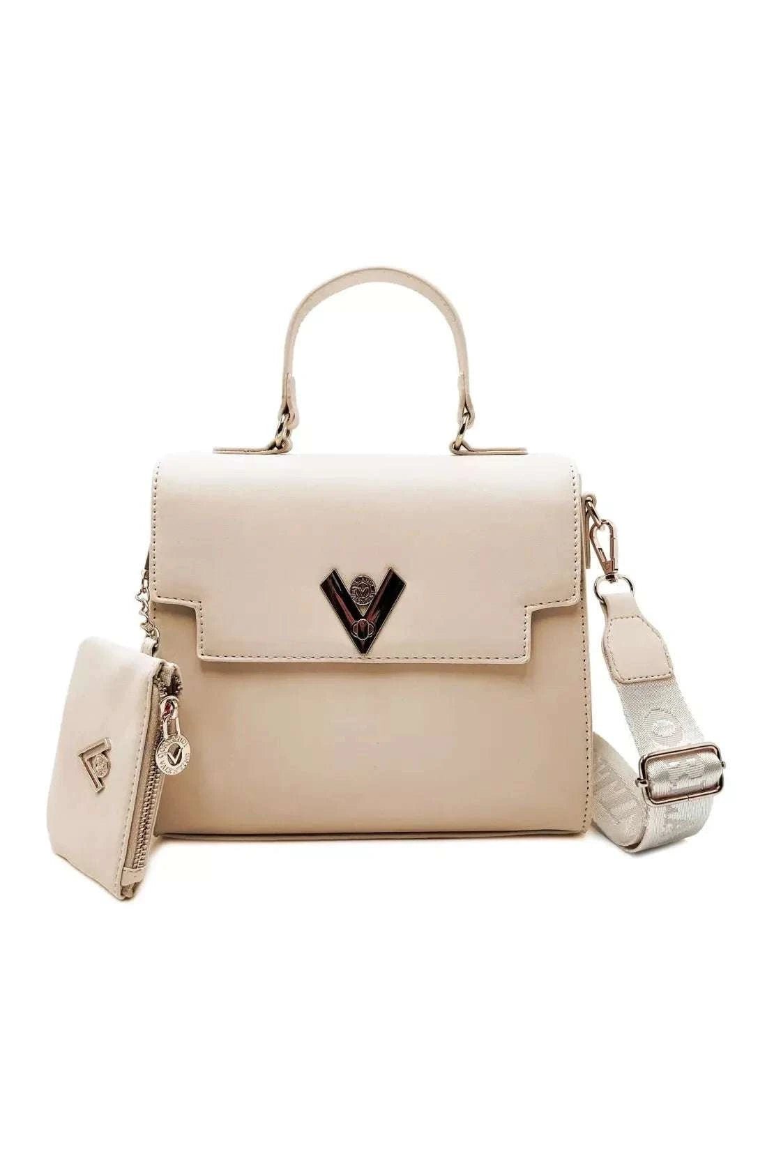 Valentino Orlandi Taupe Vegan Leather Satchel with Wallet and Guitar Strap Crossbody - Primrose Signature Boutique