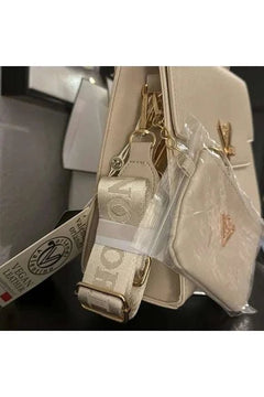 Valentino Orlandi Taupe Vegan Leather Satchel with Wallet and Guitar Strap Crossbody - Primrose Signature Boutique