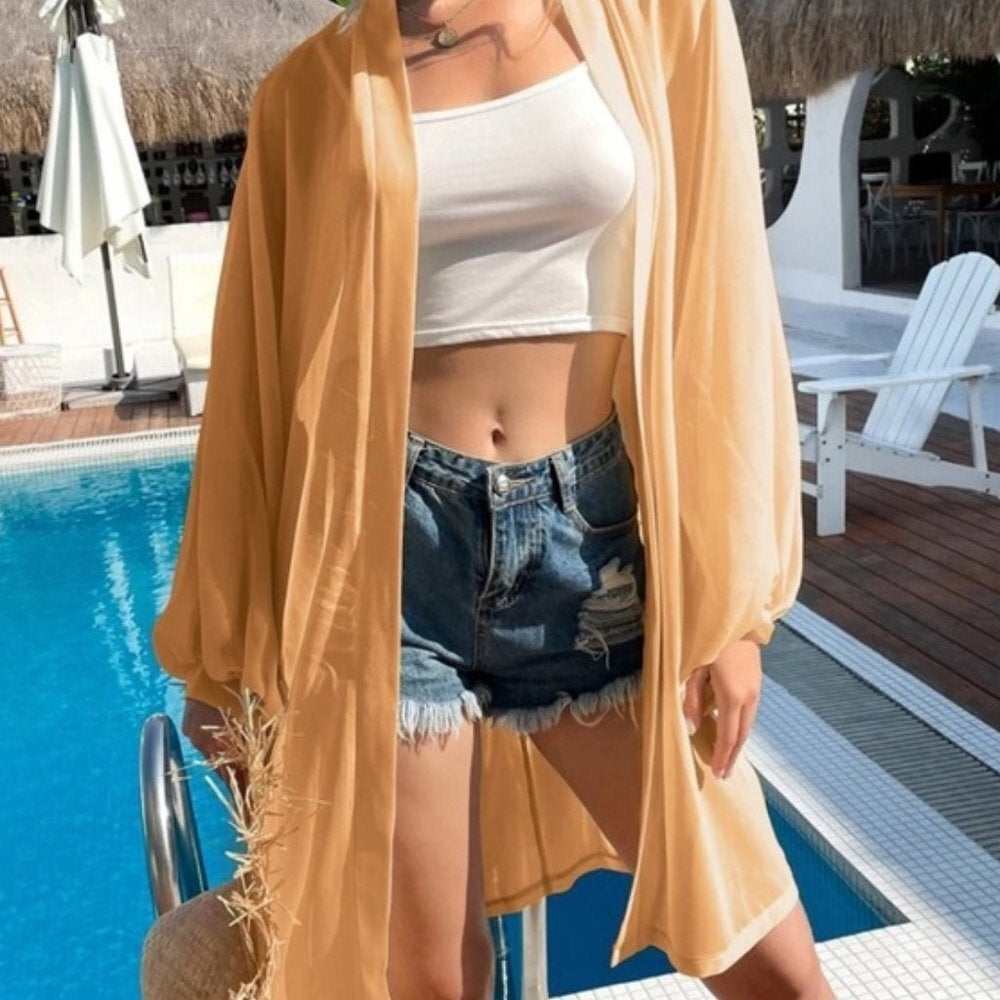 Vibrant Kimono Style Sheer Coat-zoom-2