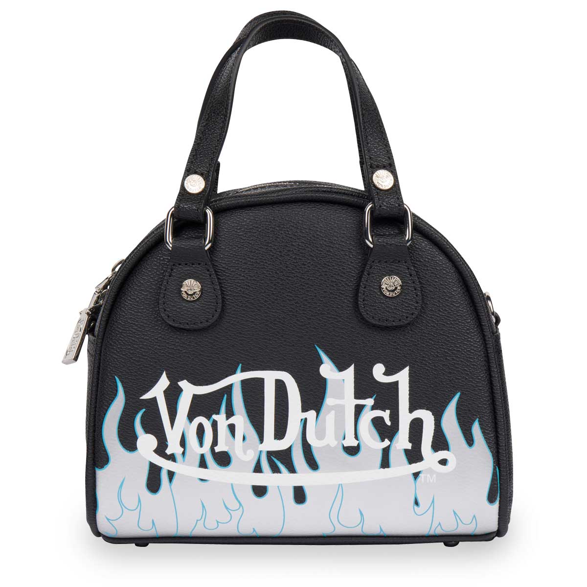 Von Dutch City of Angels Silver Black/Blue Small Bowling Bag - Primrose Signature Boutique