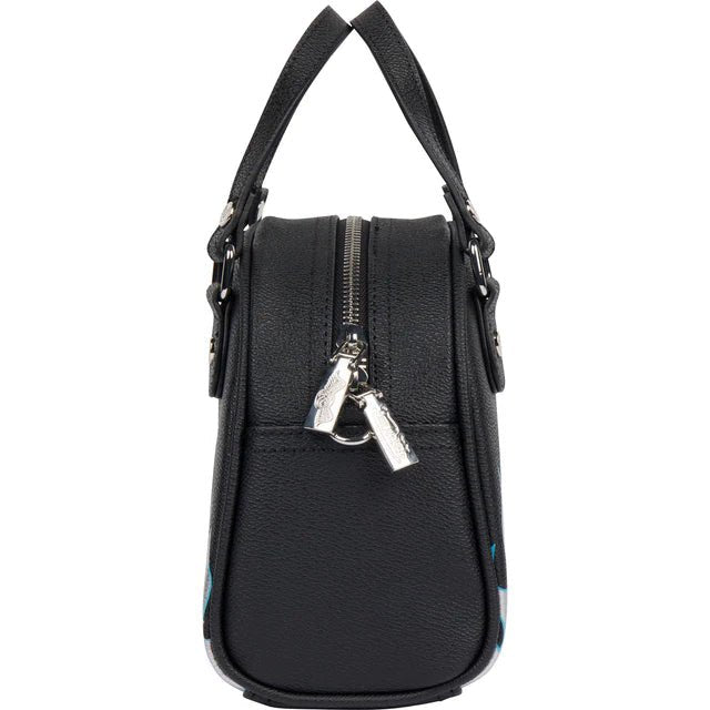 Von Dutch City of Angels Silver Black/Blue Small Bowling Bag - Primrose Signature Boutique