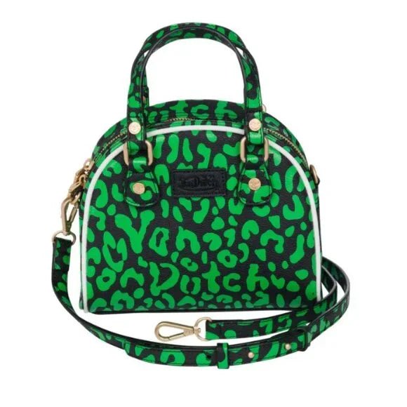 Von Dutch Lime and Black Cheetah Shoulder Crossbody Bowling Bag - Primrose Signature Boutique