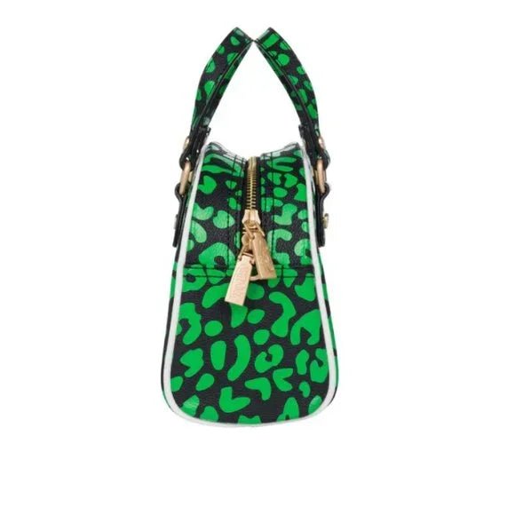 Von Dutch Lime and Black Cheetah Shoulder Crossbody Bowling Bag-zoom-