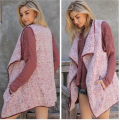 Wine Vegan Faux Fur Sherpa Vest - Primrose Signature Boutique