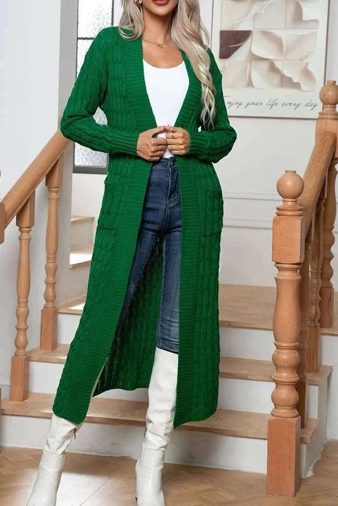 Women Hooded Open Front Cardigan Long Sweater - Primrose Signature Boutique