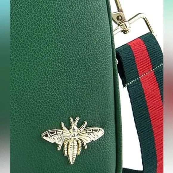 Women's Bee Vegan Leather Crossbody Bag Green-zoom-3