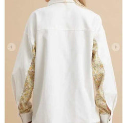 Women's Color block Flower Button Up Jacket - Primrose Signature Boutique