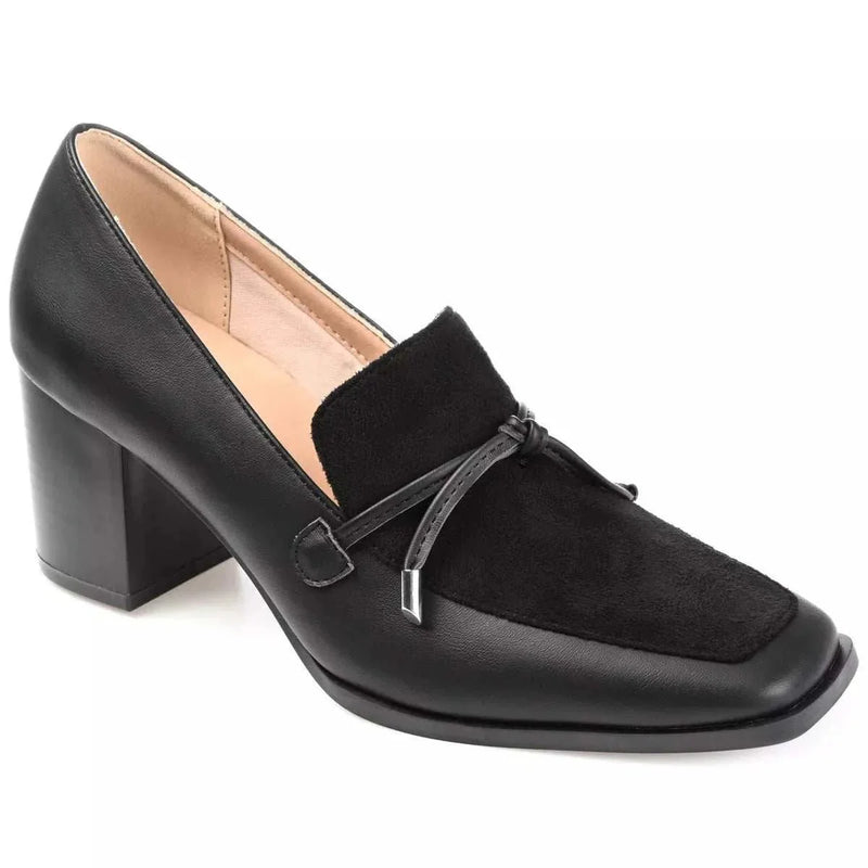 Women's Comfort Foam Square Toe Mid Stacked Heel Pumps-zoom-