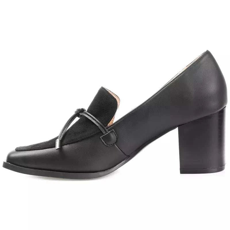 Women's Comfort Foam Square Toe Mid Stacked Heel Pumps - Primrose Signature Boutique