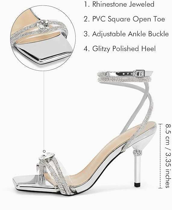 Women's Rhinestone Strappy Heels - Primrose Signature Boutique