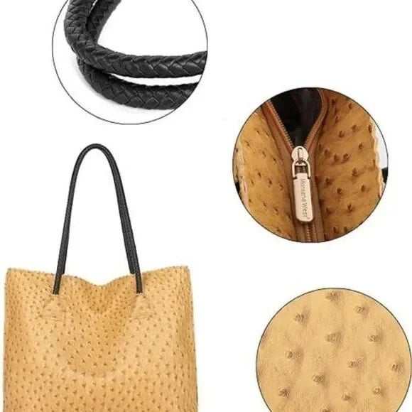Yellow Ostrich Shoulder BagTote - Primrose Signature Boutique