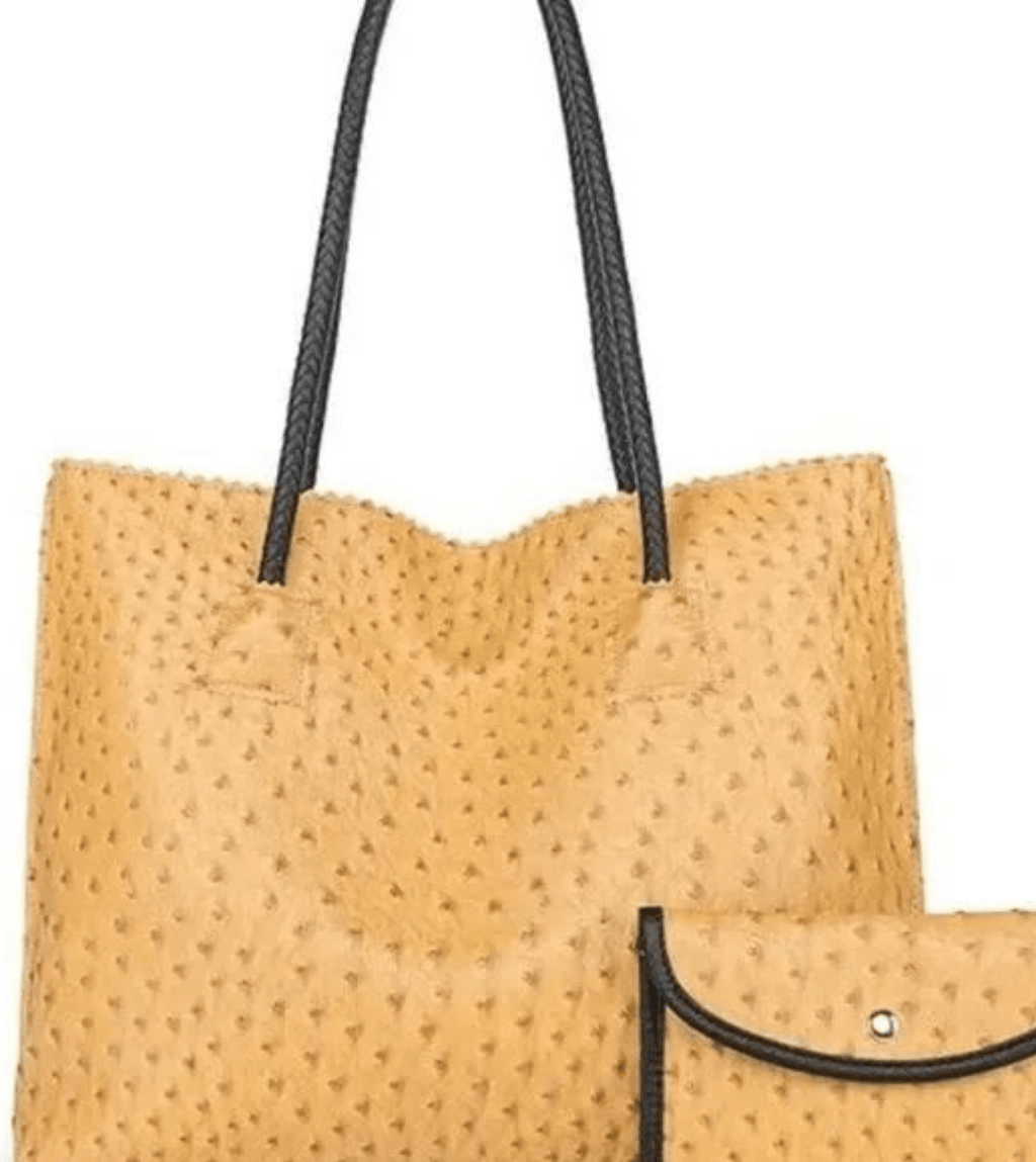 Yellow Ostrich Shoulder BagTote