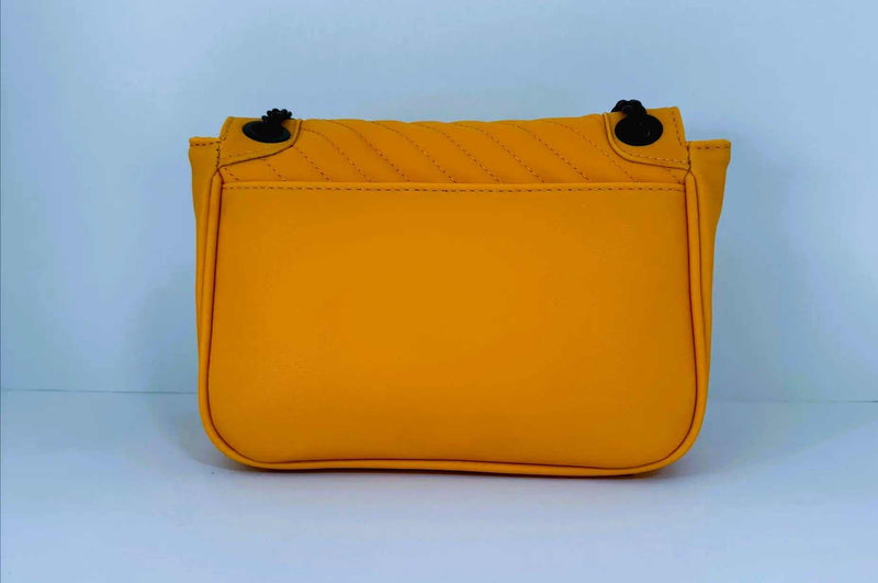 Yellow Vegan Leather Quilted Crossbody/ Shoulder Bag With Lock-zoom-