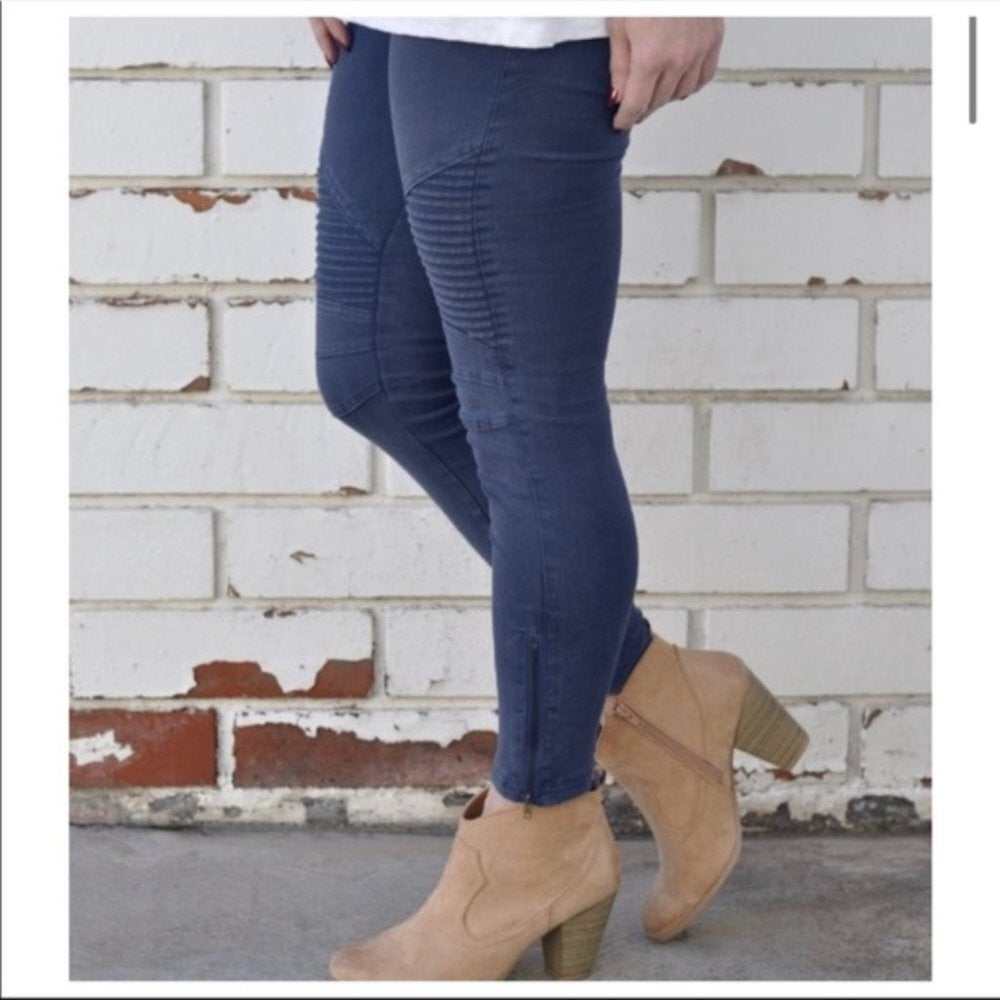 Zipper Trim Motto Jeggings - Primrose Signature Boutique